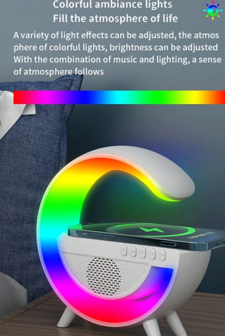 Best Gift Wireless Charger With Speaker Colorful Night Light Wireless Mobile Phone Charger