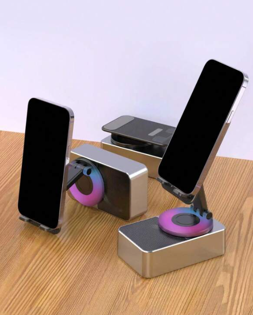 2-in-1 Phone Holder And Speaker With Rotatable And Foldable Design