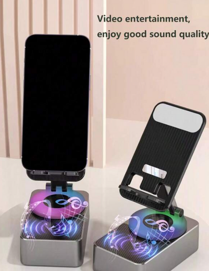 2-in-1 Phone Holder And Speaker With Rotatable And Foldable Design