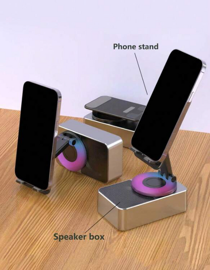 2-in-1 Phone Holder And Speaker With Rotatable And Foldable Design