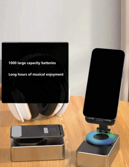 2-in-1 Phone Holder And Speaker With Rotatable And Foldable Design