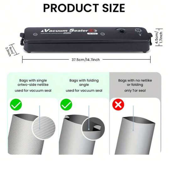 Automatic Vacuum Sealer with 10 Sealing Bags - One Button Operation for Food Air Sealing