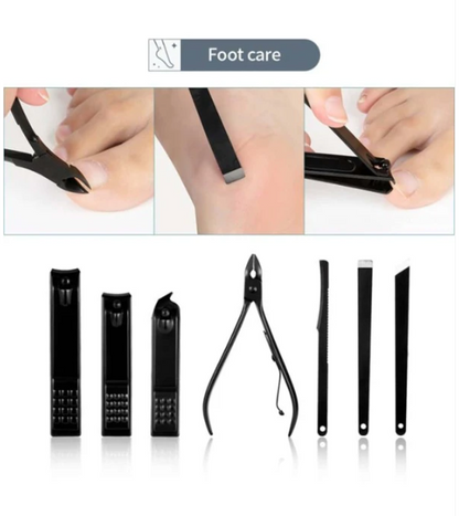 Classic Black Manicure Set Hand Feet Facial Stainless Steel Accessories