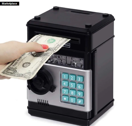 Plastic Money Bank, Modern Black Money Saving Box
