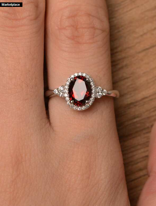 Red Cubic Zirconia Ring, Fashionable Engagement Jewelry