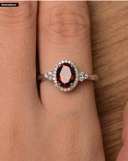 Red Cubic Zirconia Ring, Fashionable Engagement Jewelry