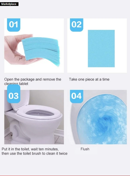 30pcs Blue Jasmine Scented Multifunctional Cleaning Tablets For Toilet, Floor And Household